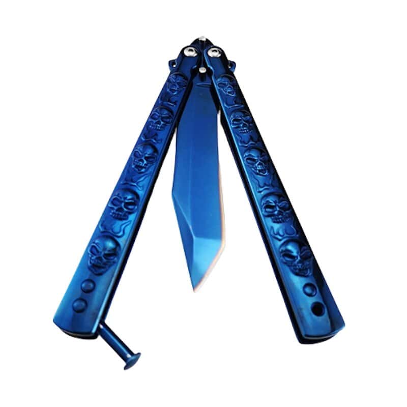 Motýlek Nůž Balisong Unho Blue Skull